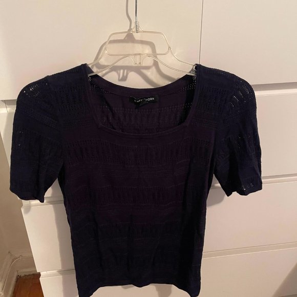 41 HAWTHORN Laina Pointelle Elbow Sleeve Sweater - XS - Navy - Picture 5 of 5